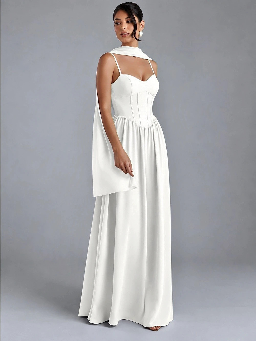 Azazie Alisha Corset Dress with Neck Scarf